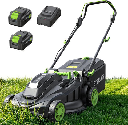 Steelite 13" Brushless Electric Lawn Mower – 20V Cordless/AC, 5 Heights, 3-in-1 Mulch & Bag