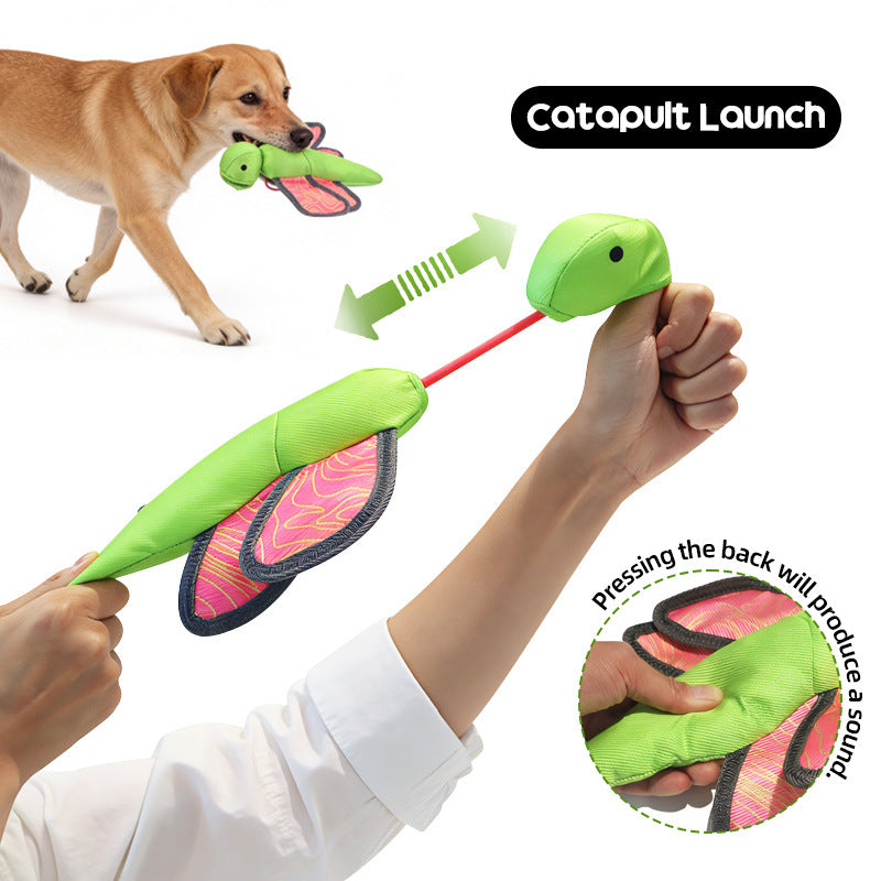 Interactive throwing Oxford cloth dog toy that makes sounds
