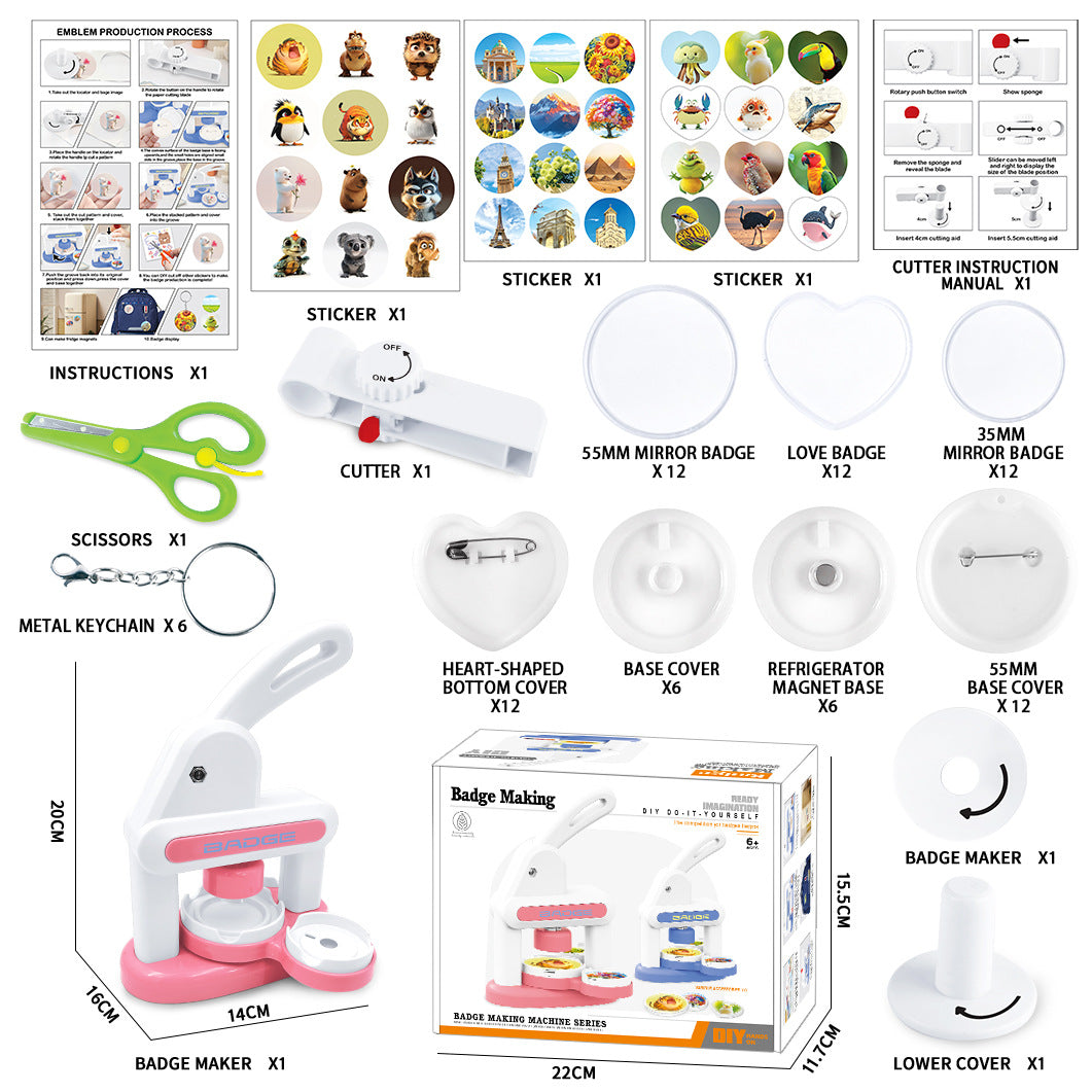 Badge maker, badge maker, manual badge maker (3-in-1)